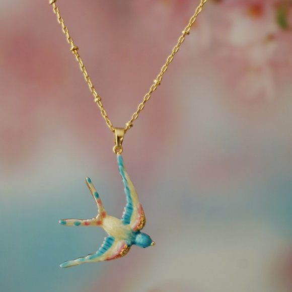 NWT  blue swallow necklace BILL SKINNER - Picture 5 of 12